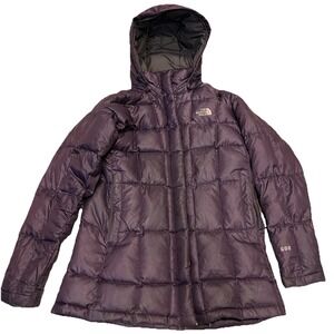 North Face Jacket Womens Medium Purple Hooded 600 Down Puffer Coat Winter Zip